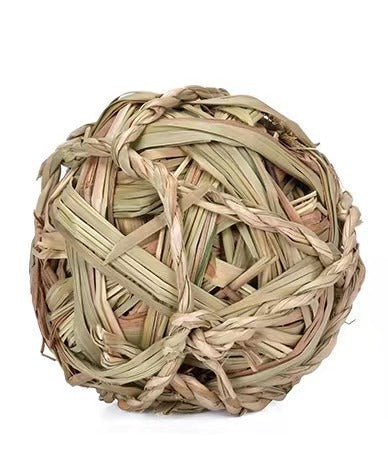 Hand-Woven Timothy Grass Chew Ball for Small Pets