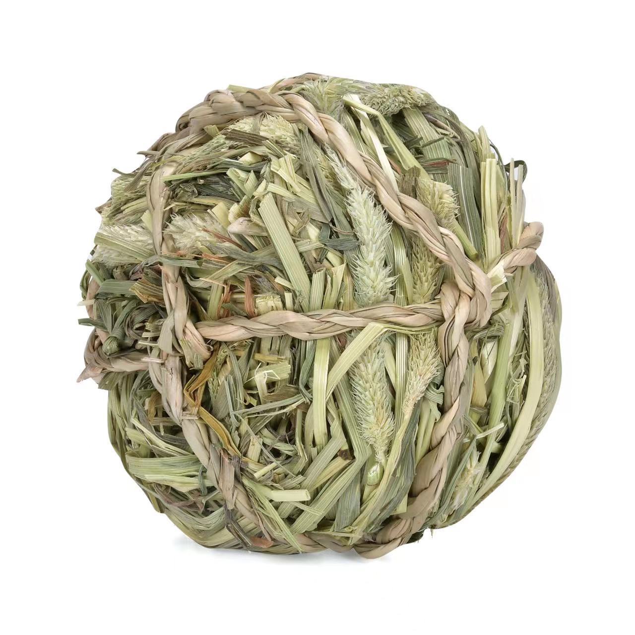 Hand-Woven Timothy Grass Chew Ball for Small Pets