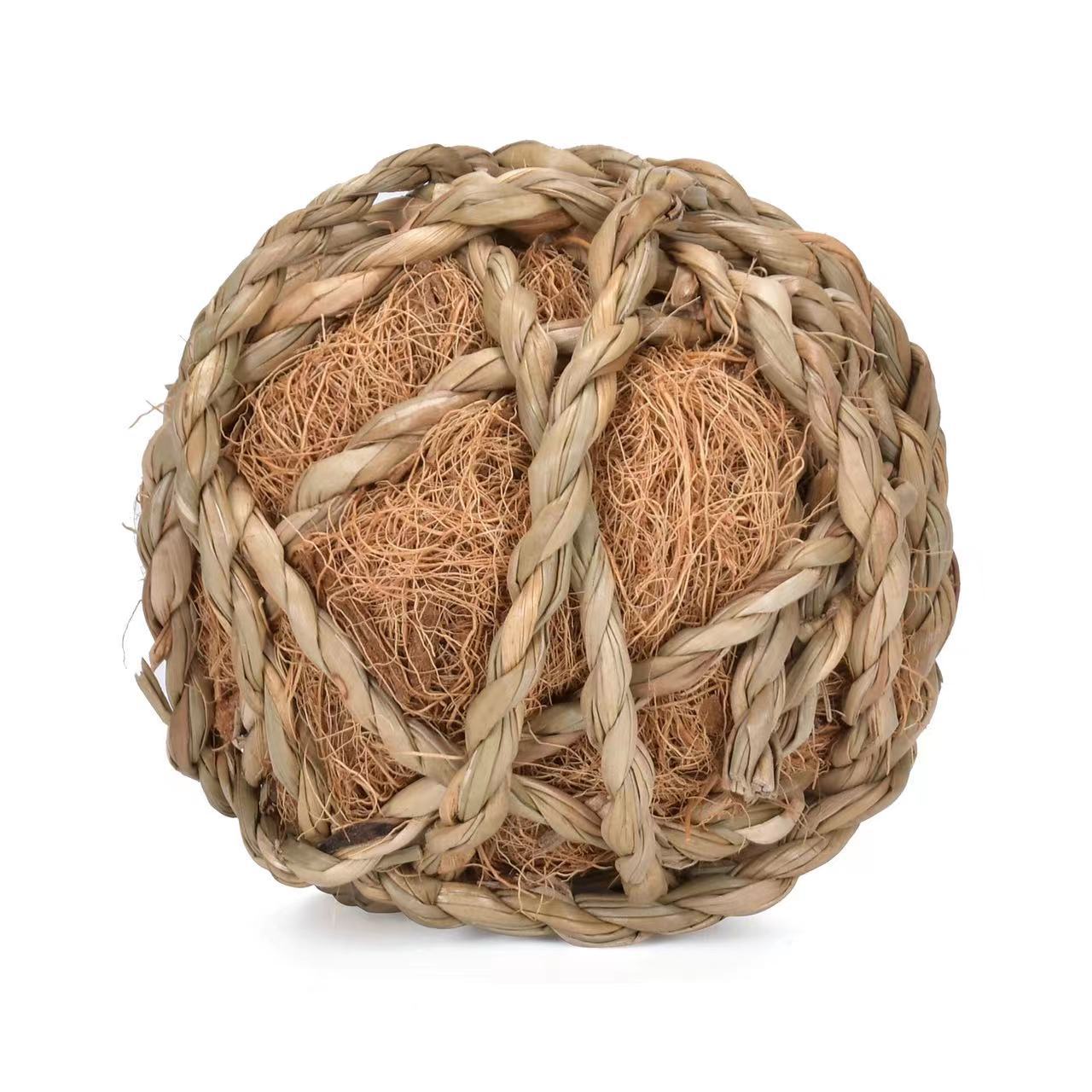 Hand-Woven Timothy Grass Chew Ball for Small Pets