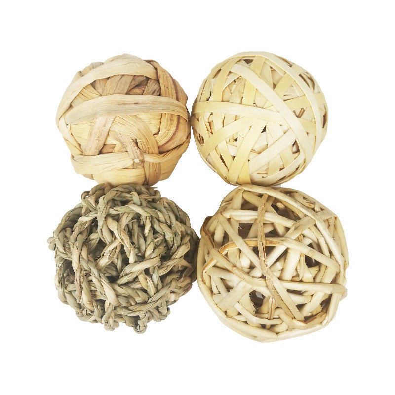 Handmade Natural Grass Chew Balls for Small Pets