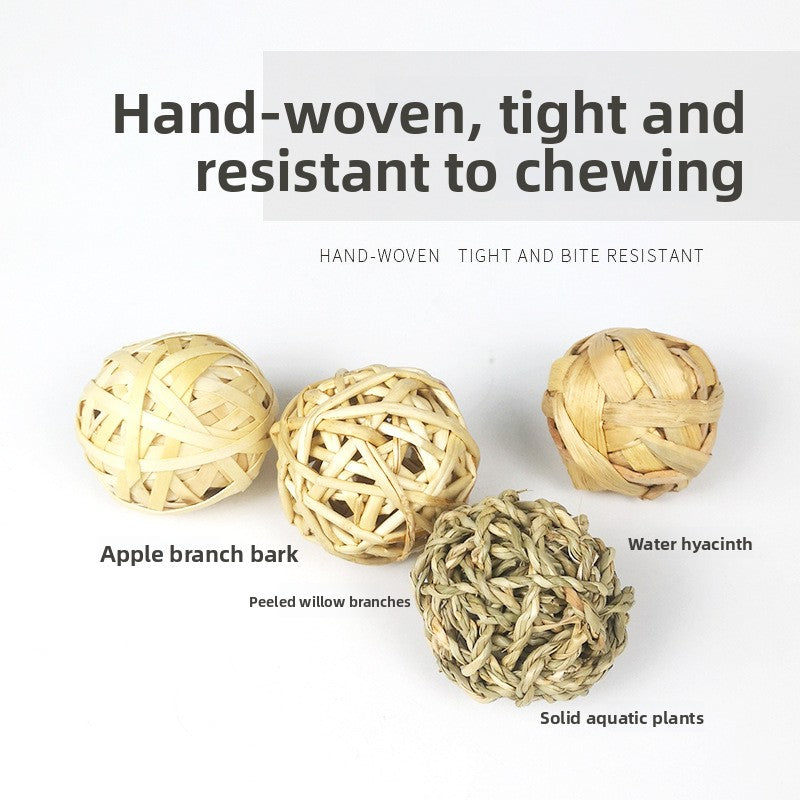 Handmade Natural Grass Chew Balls for Small Pets