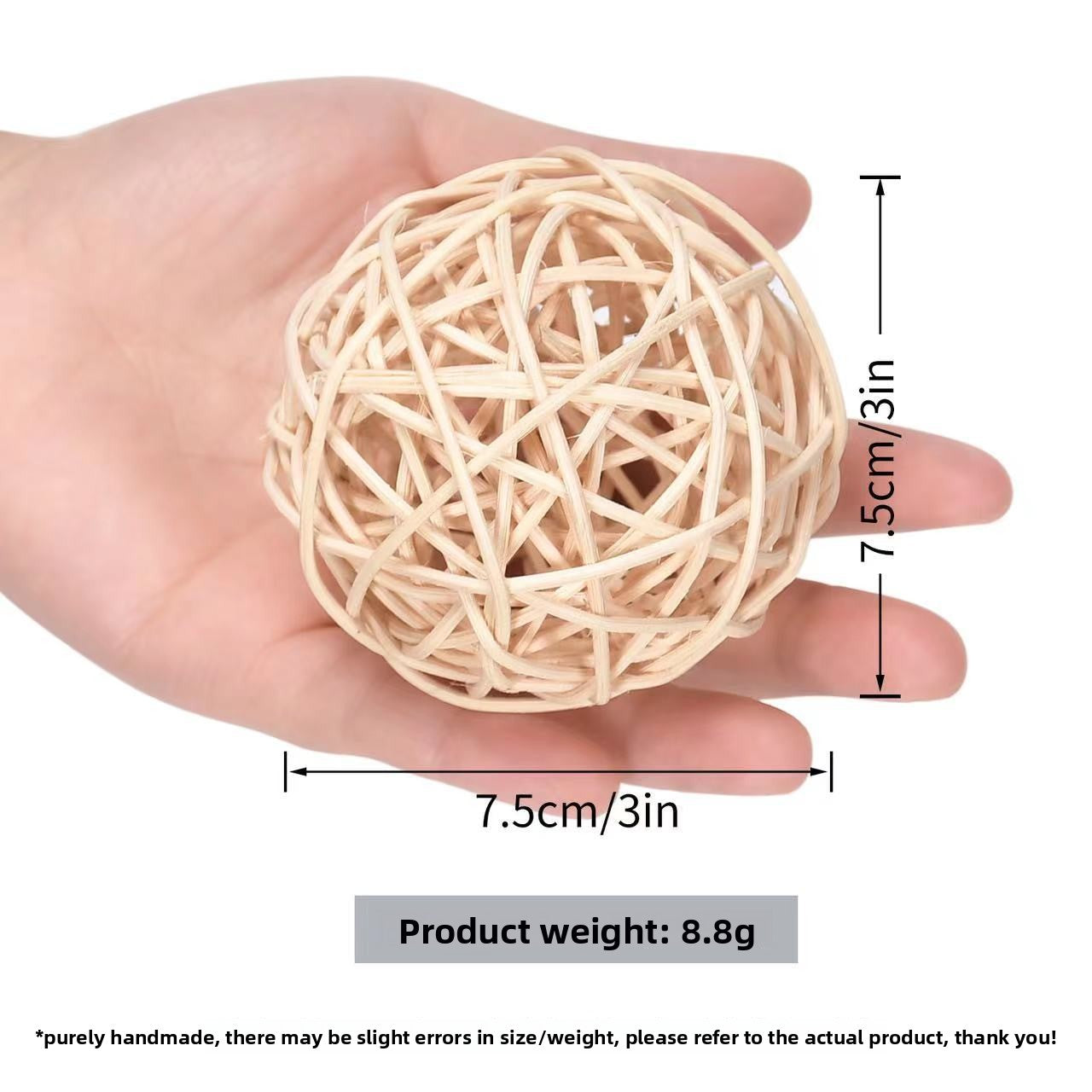 Hand-Woven Timothy Grass Chew Ball for Small Pets