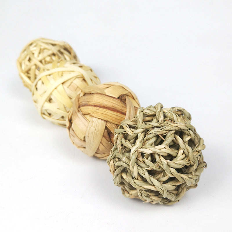 Handmade Natural Grass Chew Balls for Small Pets