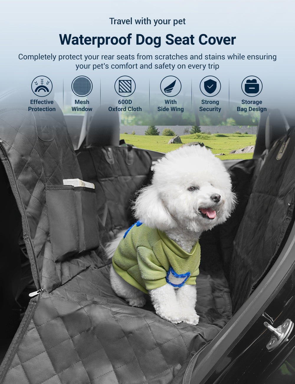 Waterproof Dog Seat Cover for Tesla Model 3, Y, S, X & Cybertruck